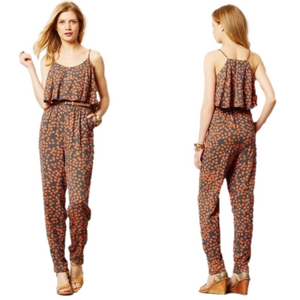 Anthropologie Lilka Women’s Curieuse Jumpsuit Gray Orange XS